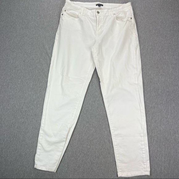 Eileen Fisher Pants - Eileen Fisher Womans Size 10 White Skinny Jeans Mid Rise Organic Cotton